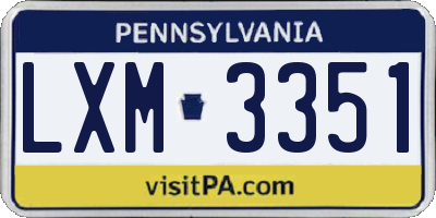 PA license plate LXM3351