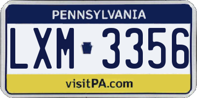 PA license plate LXM3356