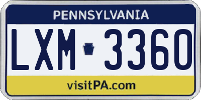 PA license plate LXM3360