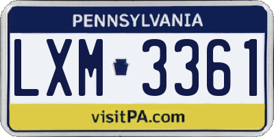 PA license plate LXM3361