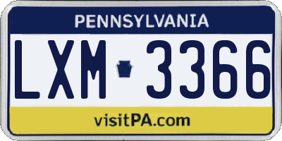 PA license plate LXM3366