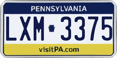 PA license plate LXM3375