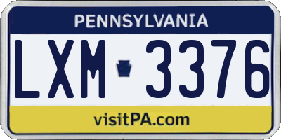 PA license plate LXM3376