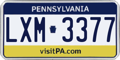 PA license plate LXM3377