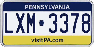 PA license plate LXM3378