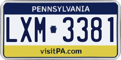 PA license plate LXM3381