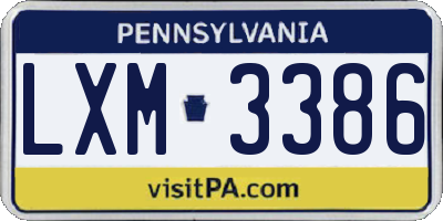 PA license plate LXM3386