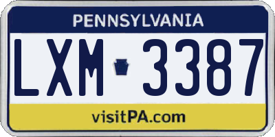 PA license plate LXM3387