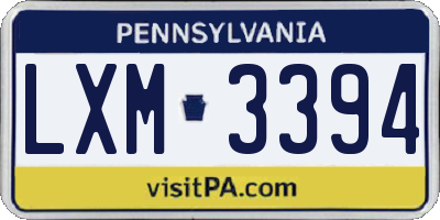PA license plate LXM3394