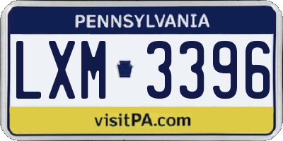 PA license plate LXM3396