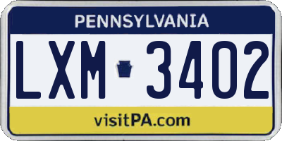 PA license plate LXM3402