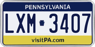 PA license plate LXM3407