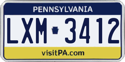 PA license plate LXM3412