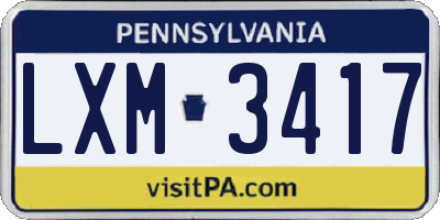 PA license plate LXM3417