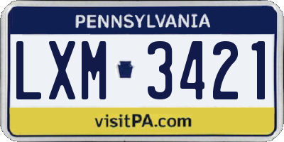 PA license plate LXM3421