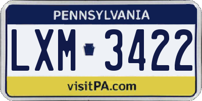 PA license plate LXM3422