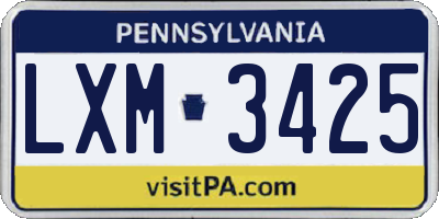 PA license plate LXM3425