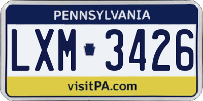PA license plate LXM3426