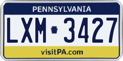 PA license plate LXM3427
