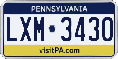 PA license plate LXM3430