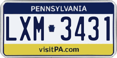 PA license plate LXM3431