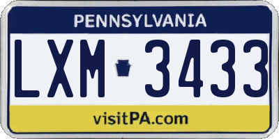 PA license plate LXM3433