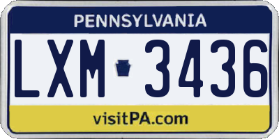 PA license plate LXM3436
