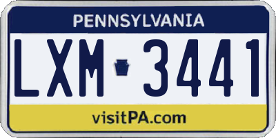 PA license plate LXM3441
