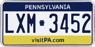PA license plate LXM3452