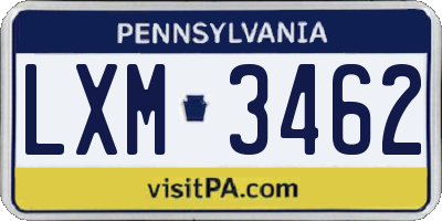 PA license plate LXM3462