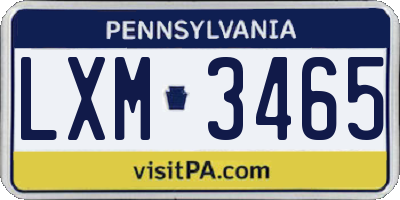 PA license plate LXM3465