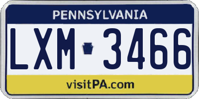 PA license plate LXM3466