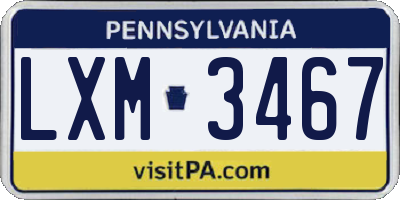 PA license plate LXM3467
