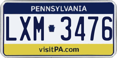 PA license plate LXM3476