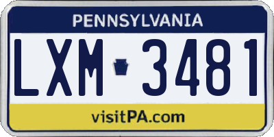 PA license plate LXM3481