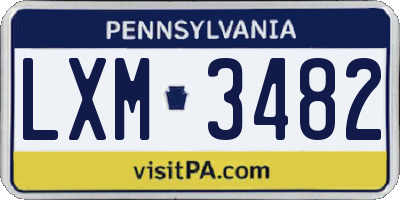 PA license plate LXM3482