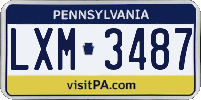 PA license plate LXM3487