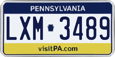 PA license plate LXM3489
