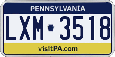 PA license plate LXM3518