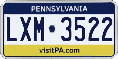 PA license plate LXM3522