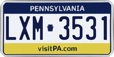 PA license plate LXM3531