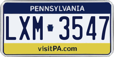 PA license plate LXM3547