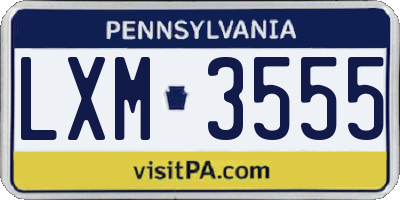 PA license plate LXM3555