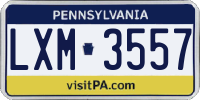 PA license plate LXM3557