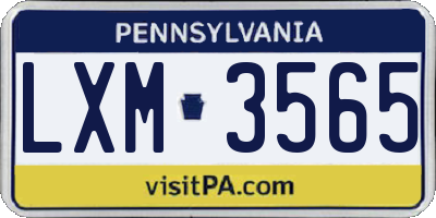 PA license plate LXM3565