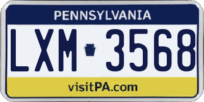 PA license plate LXM3568