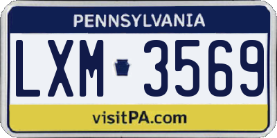 PA license plate LXM3569