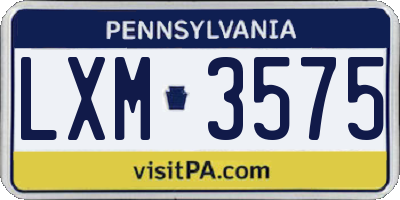 PA license plate LXM3575