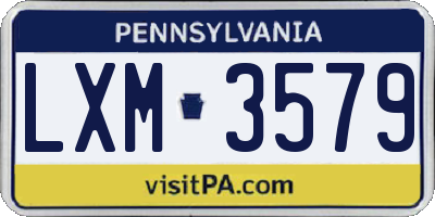 PA license plate LXM3579