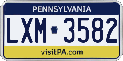 PA license plate LXM3582